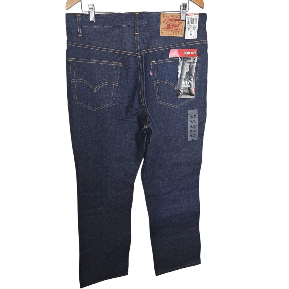 Levis 517 NWT VINTAGE 00s Bootcut Denim Jeans 35x34 Dark Wash Mens Western - Picture 2 of 9